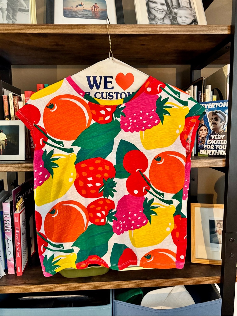Boden Bright Fruit-Print Short Sleeve Tee - Red, Pink, Yellow, Green, Orange